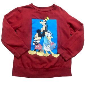Disney Mickey Mouse And Friends Kids Crew Neck Sweatshirt-Red-Size Small-GUC